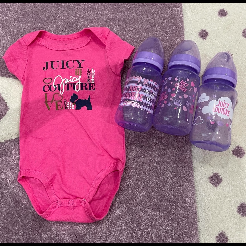 Juicy couture baby girl bottles 11 oz and onesie